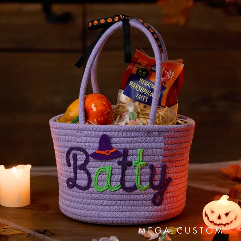 Personalized Halloween Treat Bag with Name Trick or Treat Basket Halloween Basket for Boys and Girls Halloween Gifts