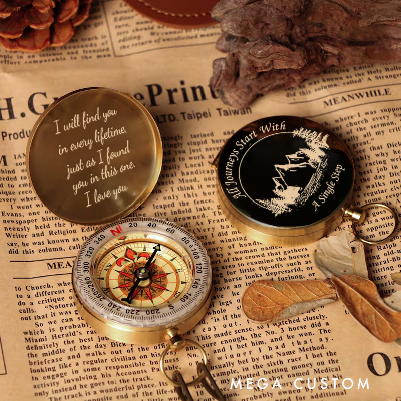 Personalized Luminous Compass Outdoor Adventures Lovers Luminous Compass Custom Hiking Nature Lover Compass
