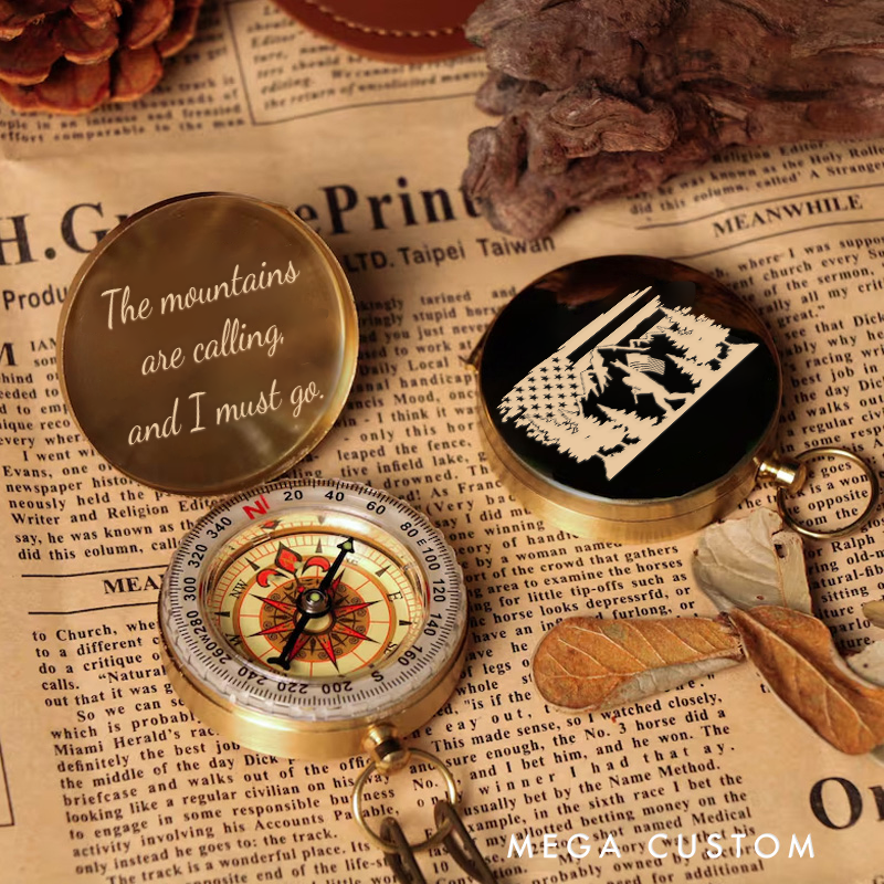 Personalized Adventure Awaits Luminous Compass Outdoor Nature Lovers Compass Gift for Camper Hiker