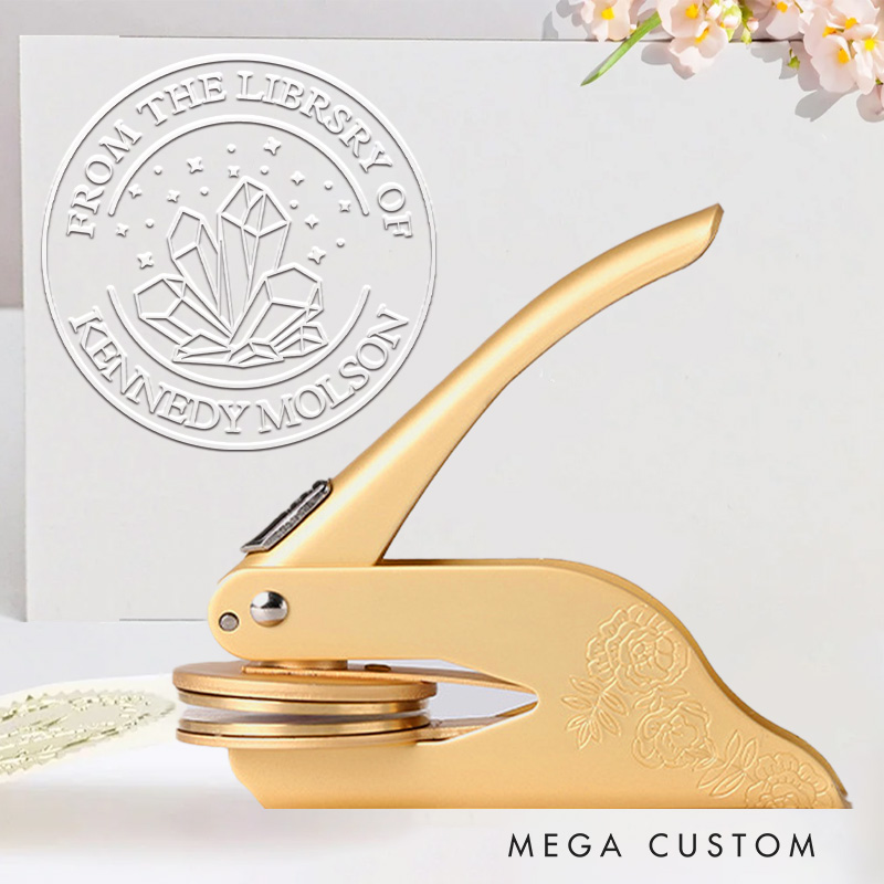 Personalized Moon and Sun Cat Creative Embosser Book Envelope Stamp with Text Birthday Appreciation Gift for Book Lovers Gift Librarian Gift