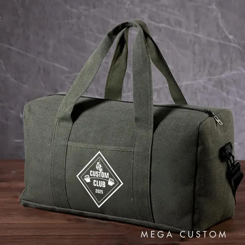 Personalized Club Gym Canvas Duffle Bag Gear Bag Sports Bag Unique Club Design for Fitness Enthusiast