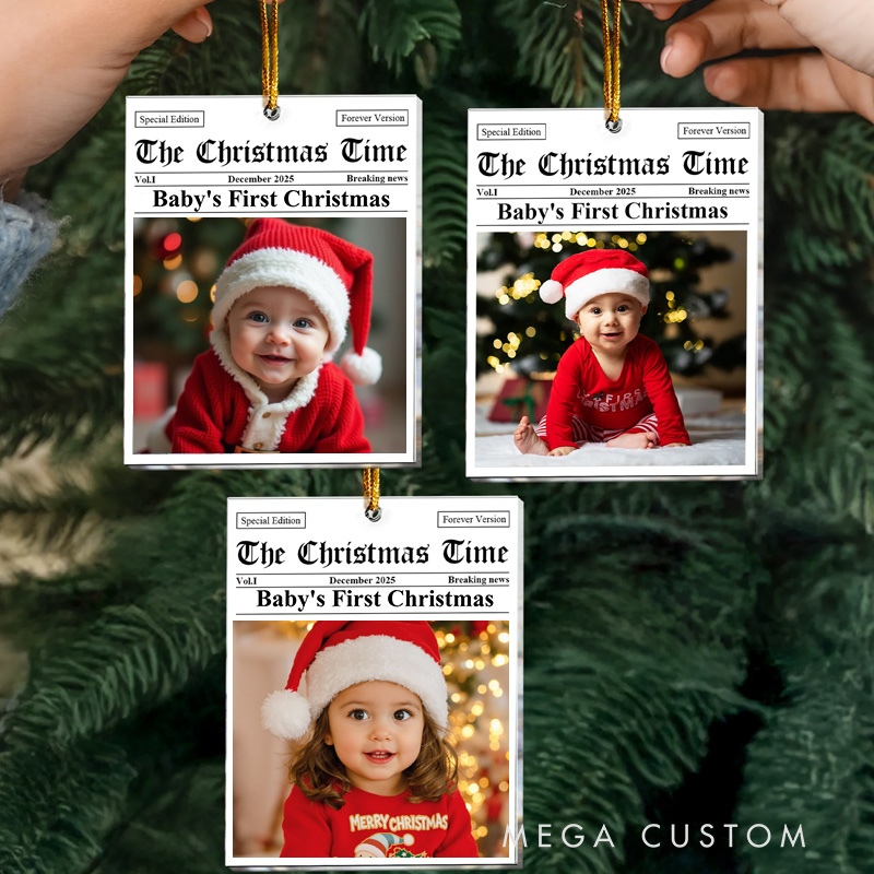 Personalized Baby First Christmas Acrylic Photo Ornament