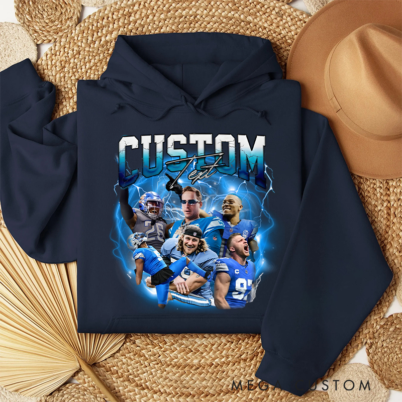 Personalized Lightning-Themed Athlete Graphic Hoodies with Custom Photos and Text