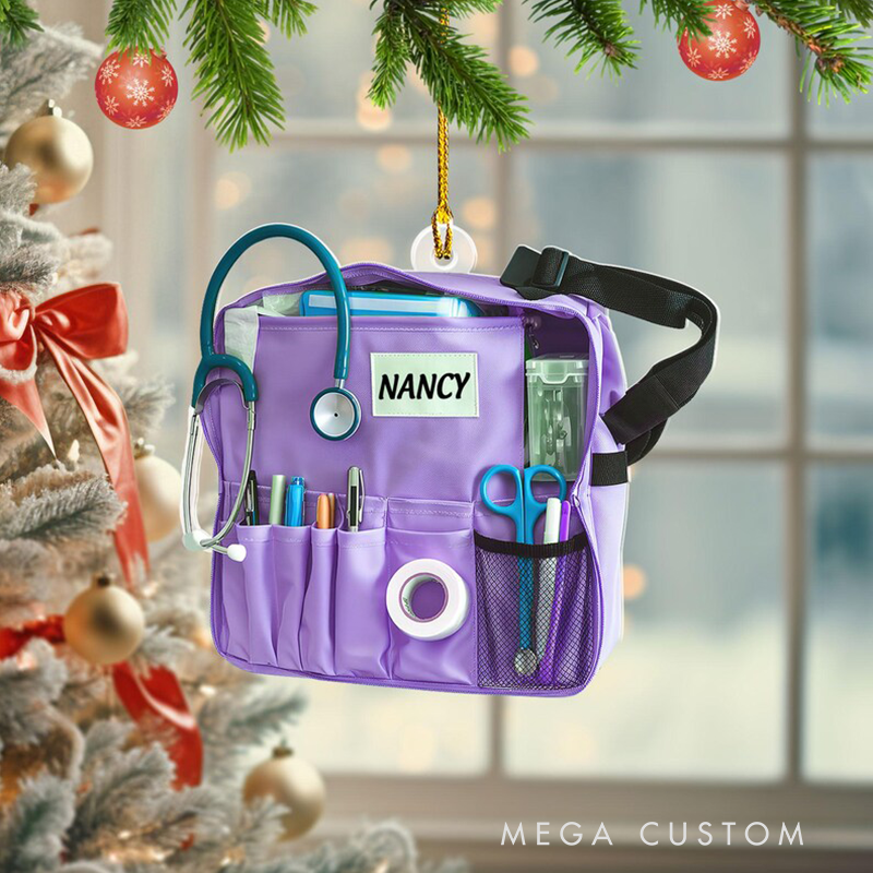 Personalized Nurse Bag Essentials Christmas Ornament Custom Name Acrylic Ornament Christmas Gift for Nurse