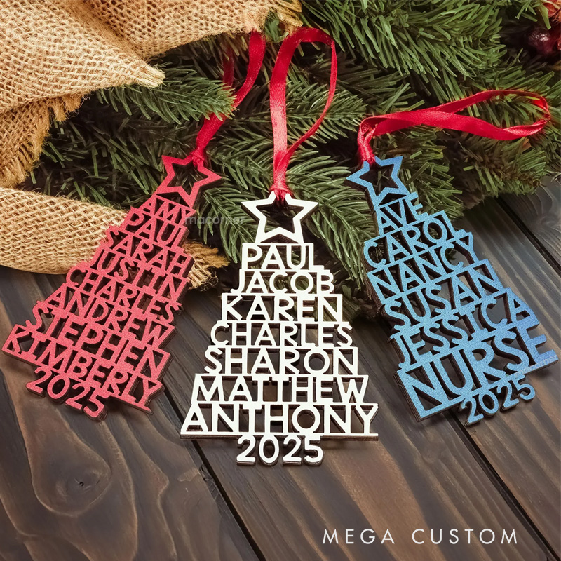 Personalized Family Names 2025 Christmas Tree Ornament Custom Family Ornament New Home Gifts