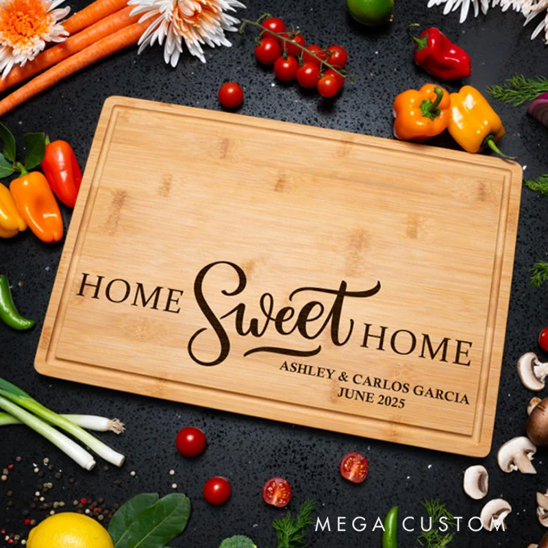 Personalized Cutting Board Wooden Charcuterie Board Gift for First Home Engraved Housewarming Gift Custom Wedding Gift Bridal Shower Present