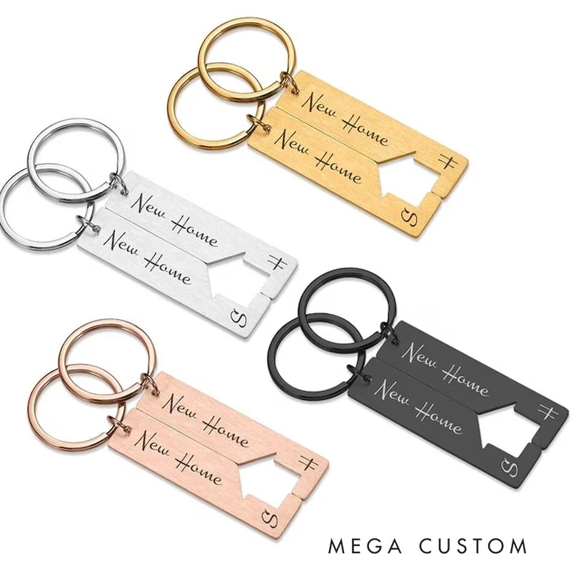 Personalized New Home Gift First Home Keychain Set Matching Couple Keyrings for New Home Gift Housewarming Gift New Flat Keys Gift