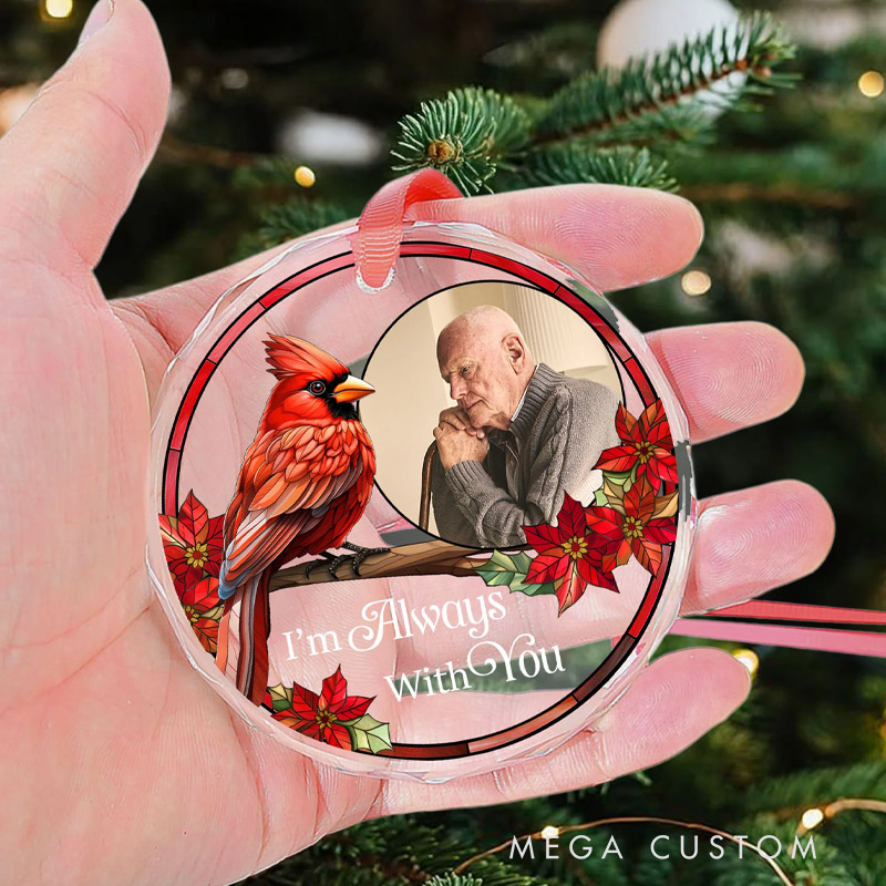 Personalized Glass Photo Ornament Memorial Christmas Ornament  Sympathy Gift for Loss of Loved One