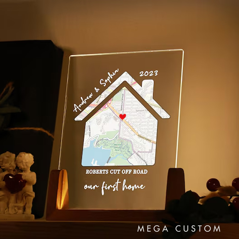 Personalized Night Light Housewarming Gifts Our First Home New Home Gifts Entryway Decor Christmas Gifts Custom Map Print for New Home