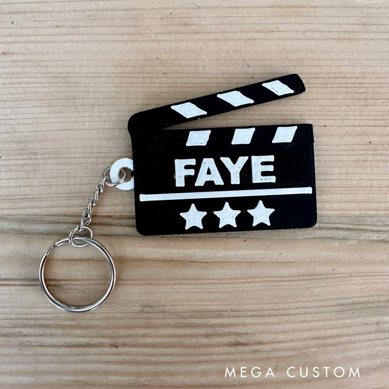 Personalized Movie Clipboard 3D Printed Keychain Acrylic Name Tag for Bags for Movie Lover