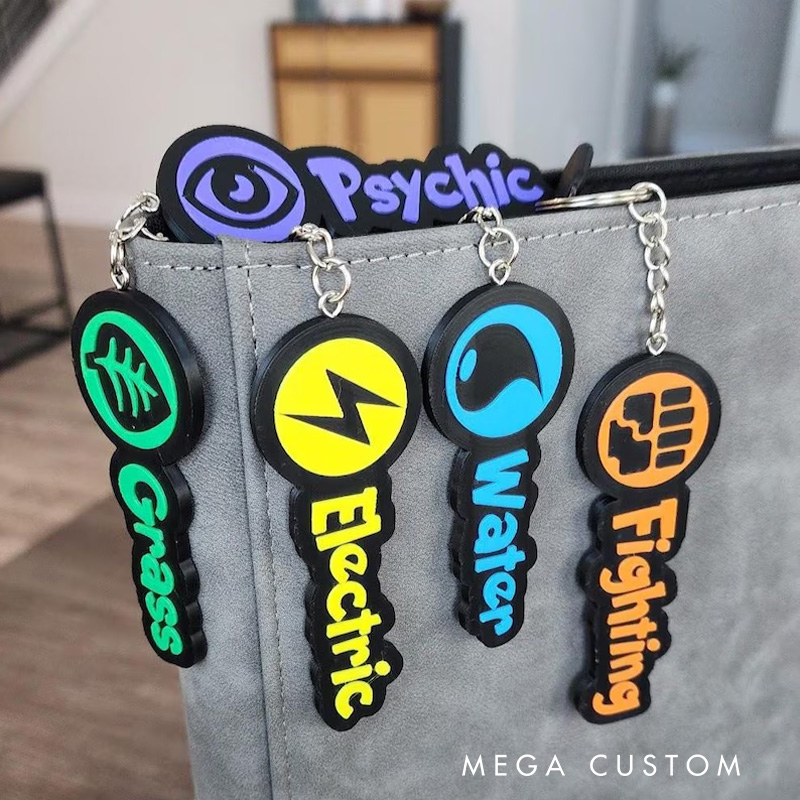 Personalized Trainer Nature Gamer 3D Printed Keychain Acrylic Name Tag for Bags for Game Lover