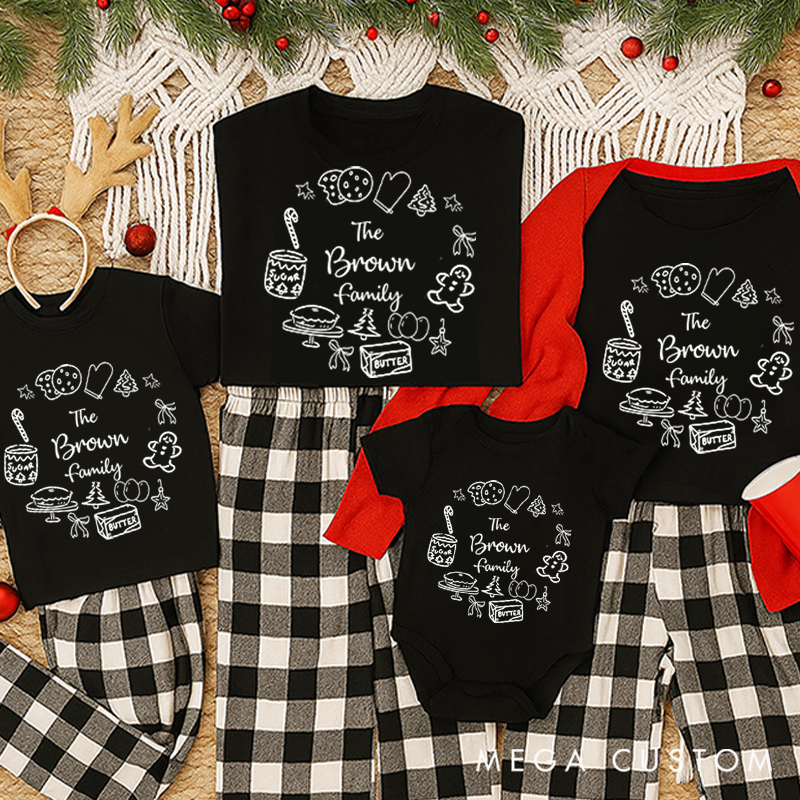 Personalized Family Christmas Baking Matching Outfits for Cozy Moments with Family