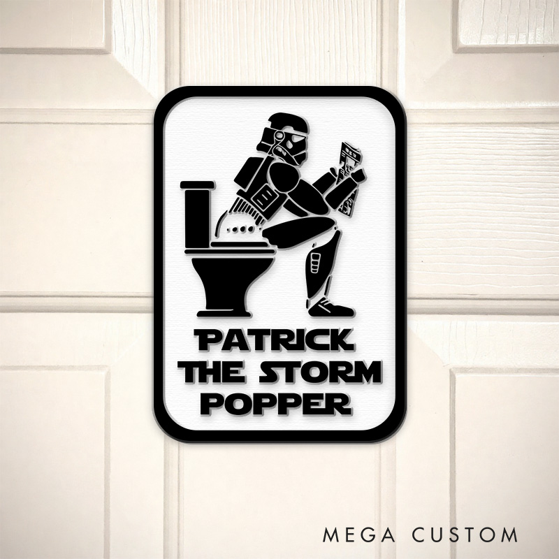 Personalized Storm Popper 3D Printed Bathroom Sign Funny Geek Room Sign for Movie Lovers
