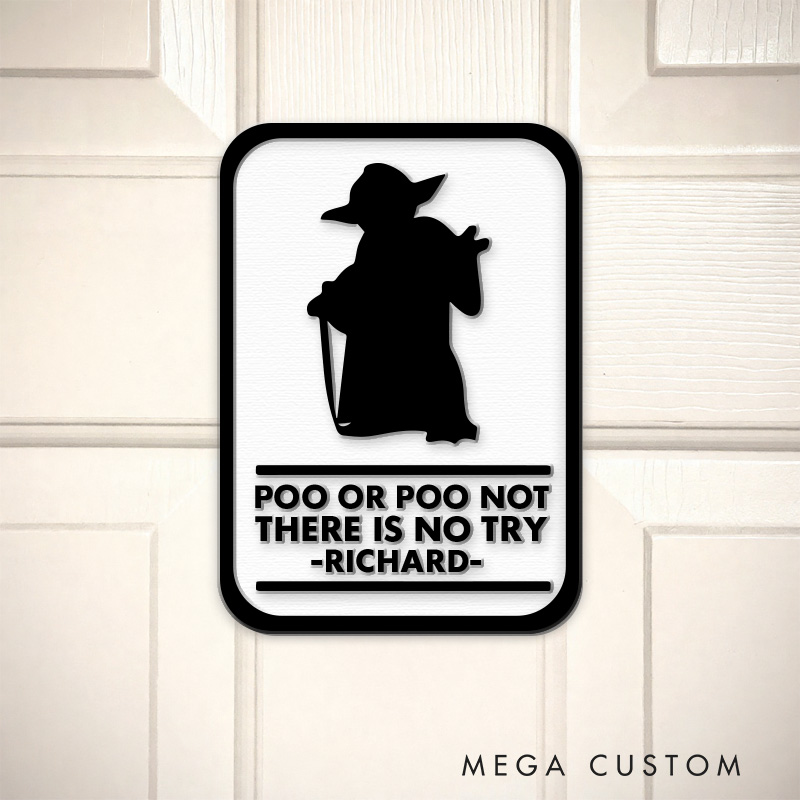 Personalized There Is No Try 3D Printed Bathroom Sign Funny Acrylic Room Sign for Movie Lovers
