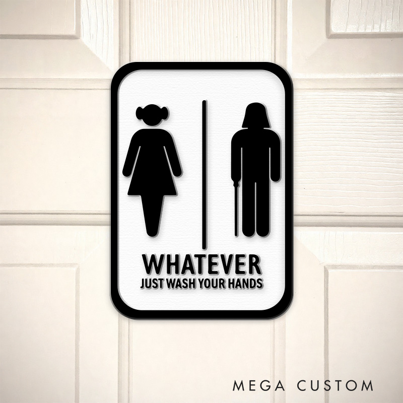Personalized Neutral Galaxy 3D Printed Bathroom Sign Funny Acrylic Room Sign for Movie Lovers