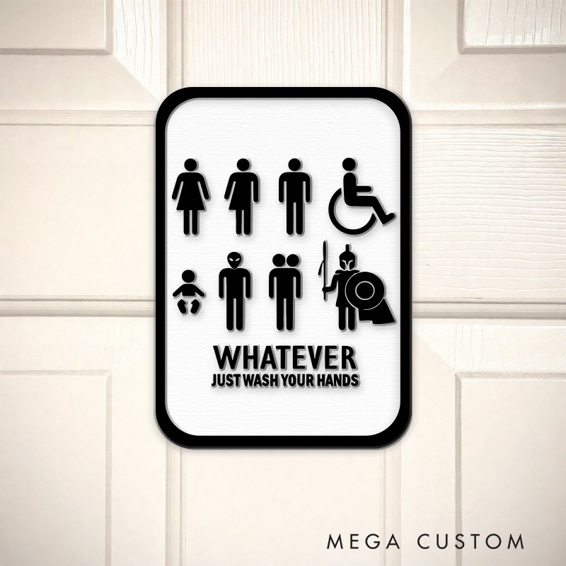 Personalized Ultimate Neutral 3D Printed Bathroom Sign Funny Acrylic Room Sign for Movie Lovers