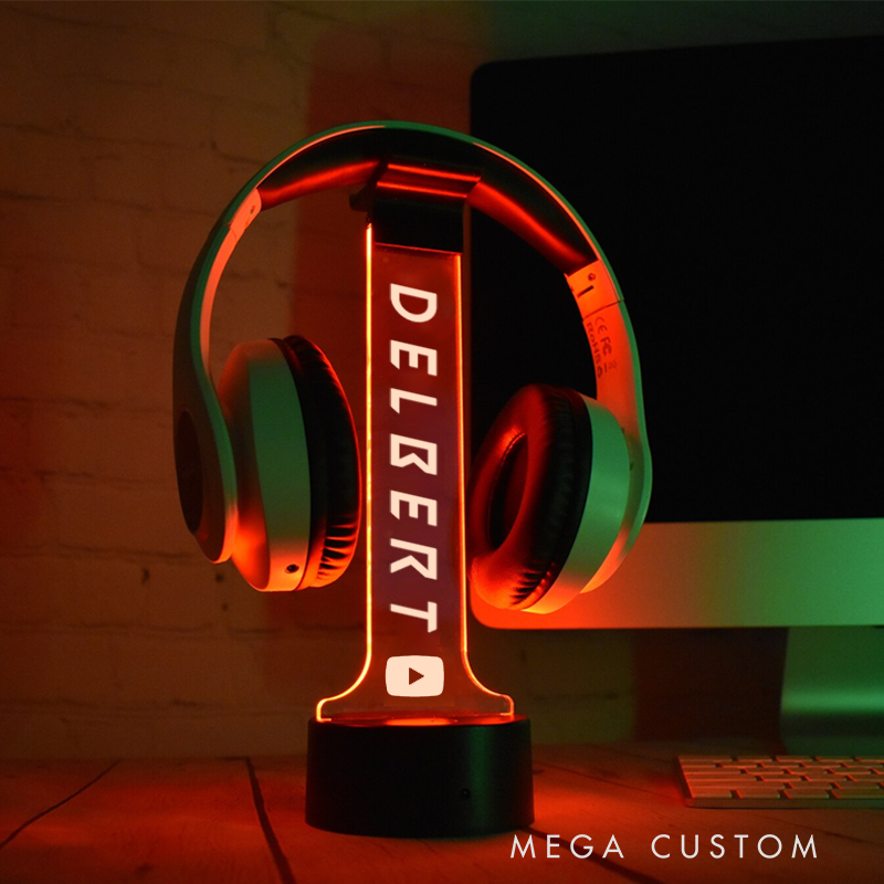 Personalized Headphone Stand Custom Game Light Sign Headset Holder Custom Headset Stand Gift for Geek Gamers and Streamers