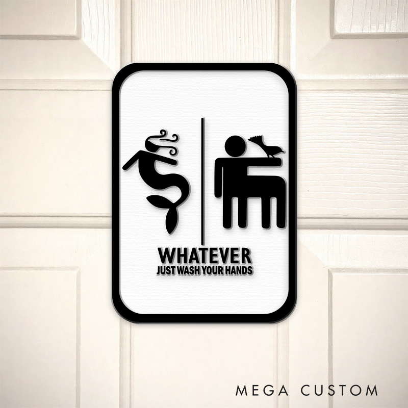 Personalized Mermaid and Pirate 3D Printed Bathroom Sign Funny Acrylic Room Sign for Movie Lovers
