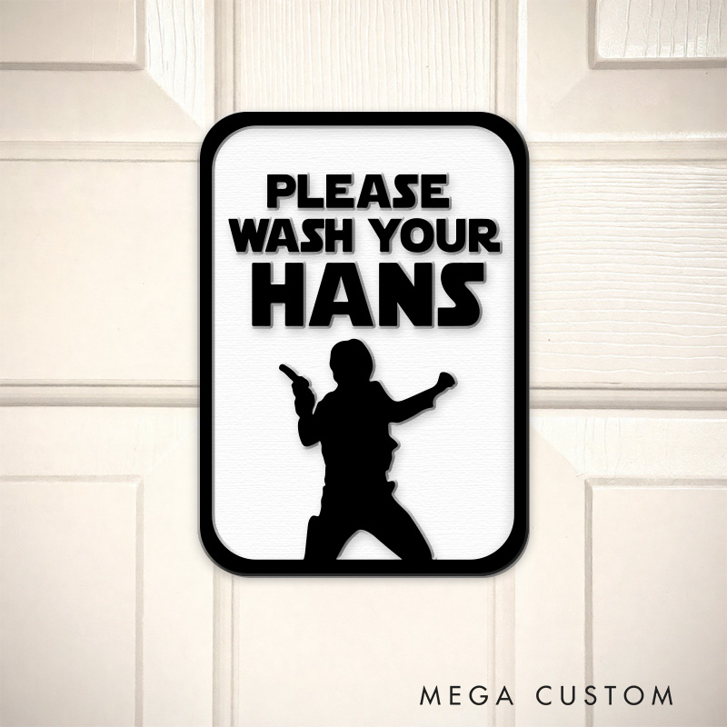 Personalized Wash Your Hans 3D Printed Bathroom Sign Funny Acrylic Room Sign for Movie Lovers