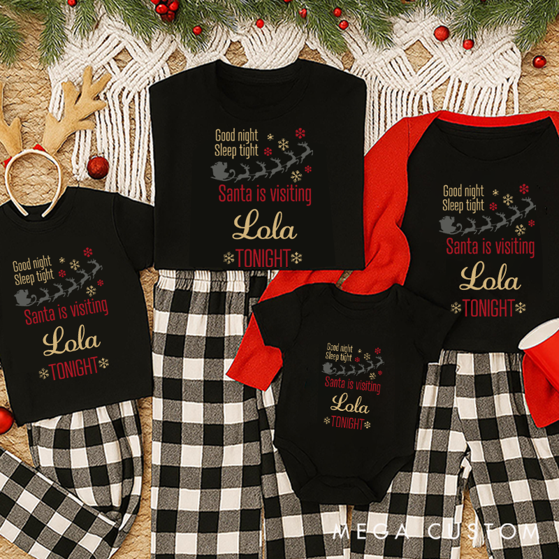Personalized Christmas Gift Santa's Visit Anticipation Family Matching T-Shirts
