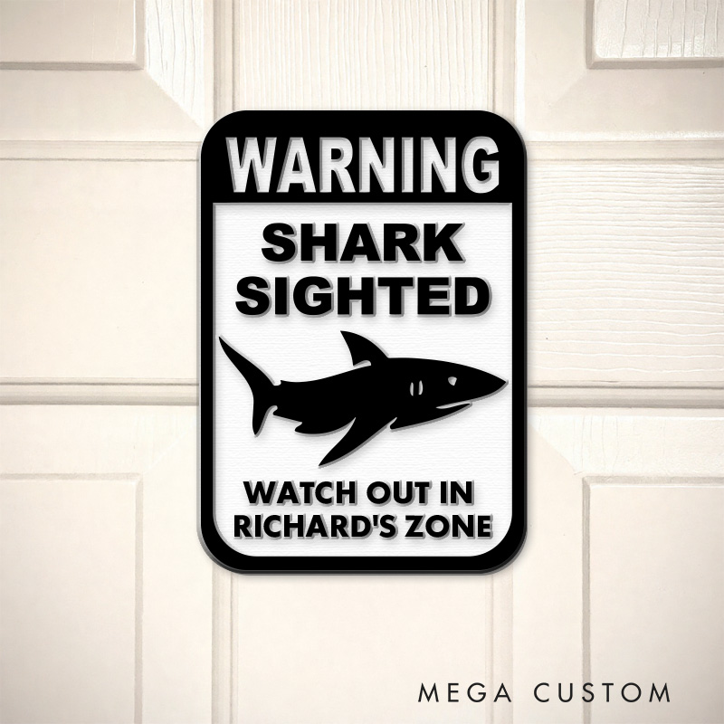 Personalized Shark Sighted 3D Printed Room Sign Funny Acrylic Room Sign for Movie Lovers