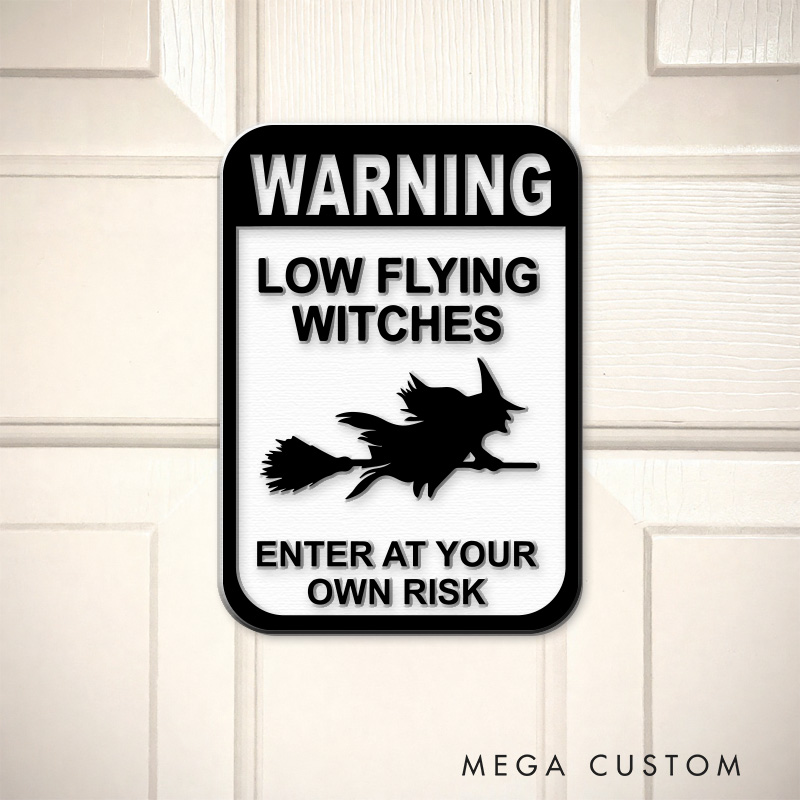Personalized Low Flying Witches 3D Printed Room Sign Funny Acrylic Room Sign for Movie Lovers