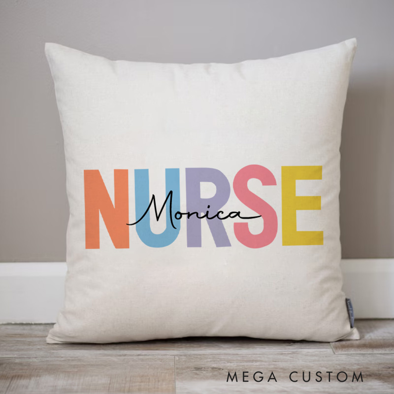 Personalized Throw Pillow for Nurse Colorful Nurse Pride Design Nurse Appreciation Gifts