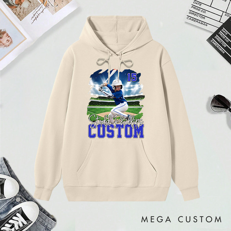 Personalized Baseball Hoodies with Custom Player Photo and Name  