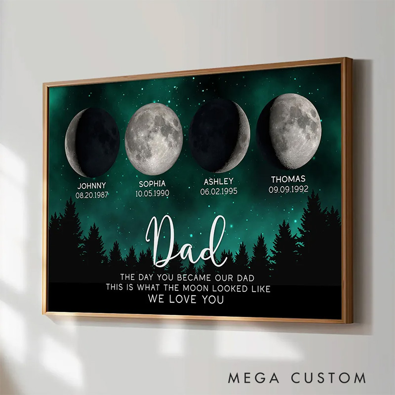 Personalized This Is What The Moon Looked Like Wall Art For Dad Grandpa Poster Without Frame Custom Birth Moon Art Lover Gift