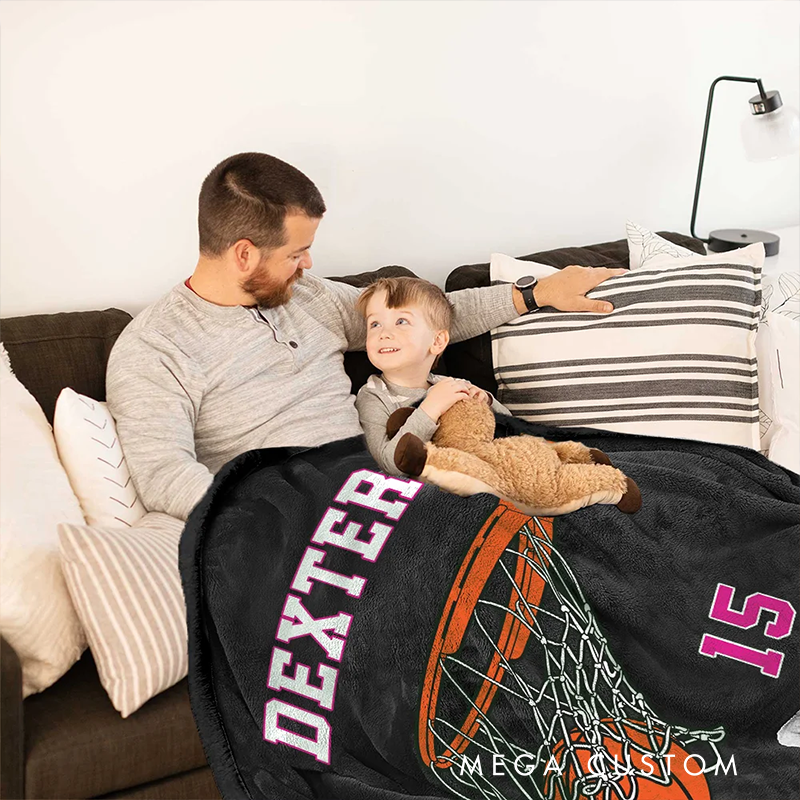 Personalized Basketball Blanket with Custom Name and Number
