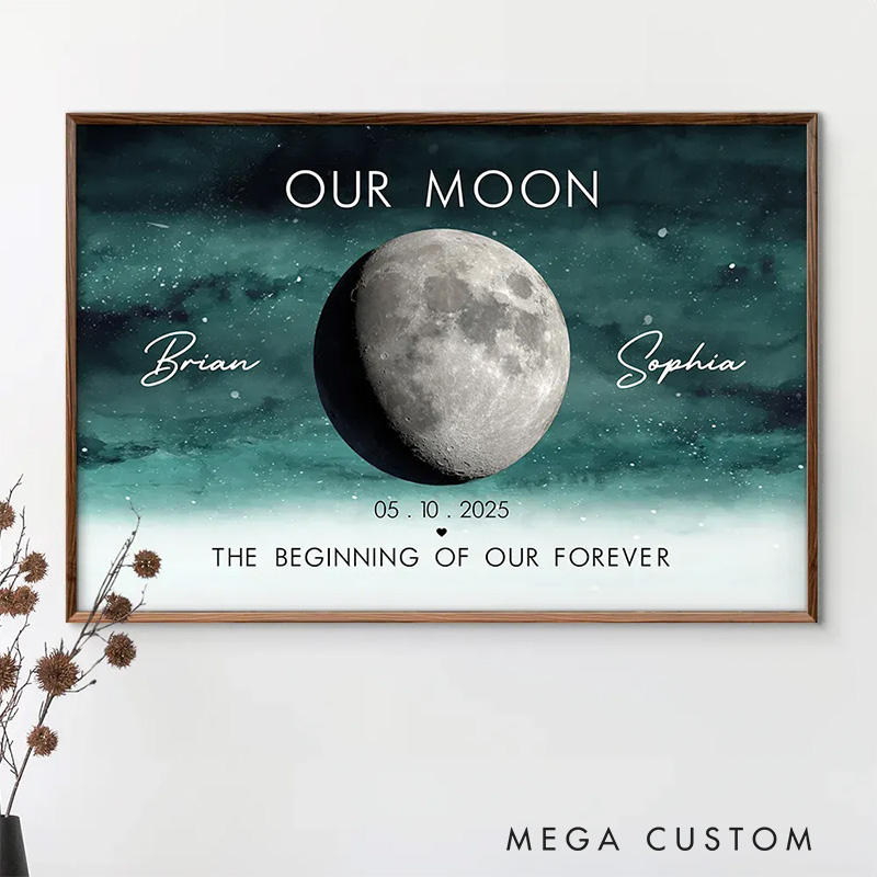 Personalized Moon Phase Our Moon The Start Wall Art For Couple Anniversary Poster Without Frame Custom Art Lover Gift