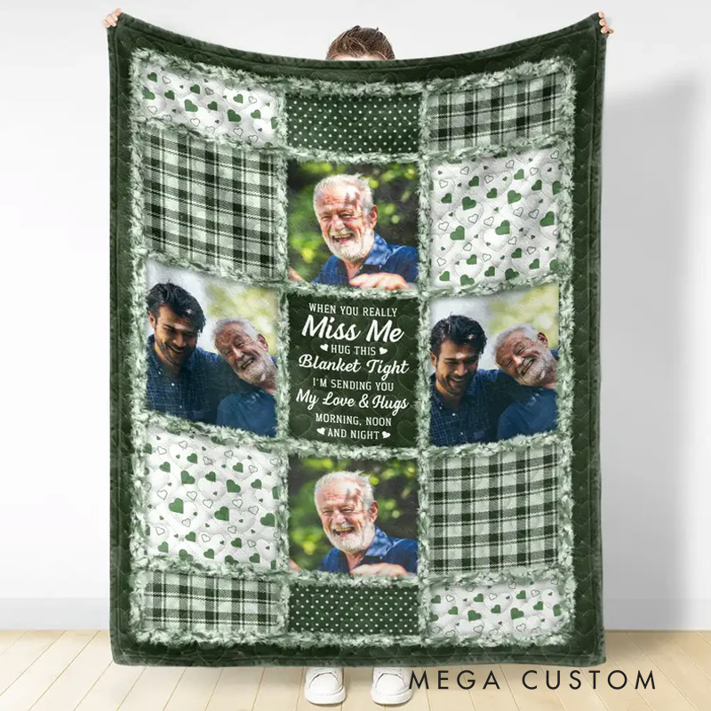 Personalized Memorial Photo Blanket When You Really Miss Me Hug This Blanket Custom Photo Flannel Blanket Remembrance Gift 