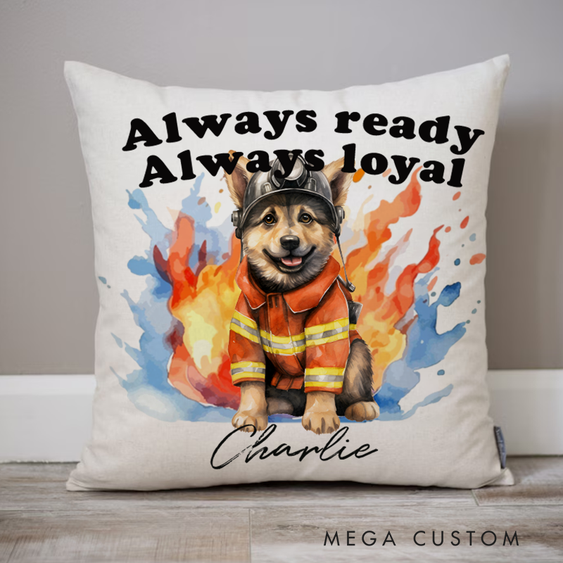 Personalized German Shepherd Firefighter Throw Pillow Gift for Firefighter