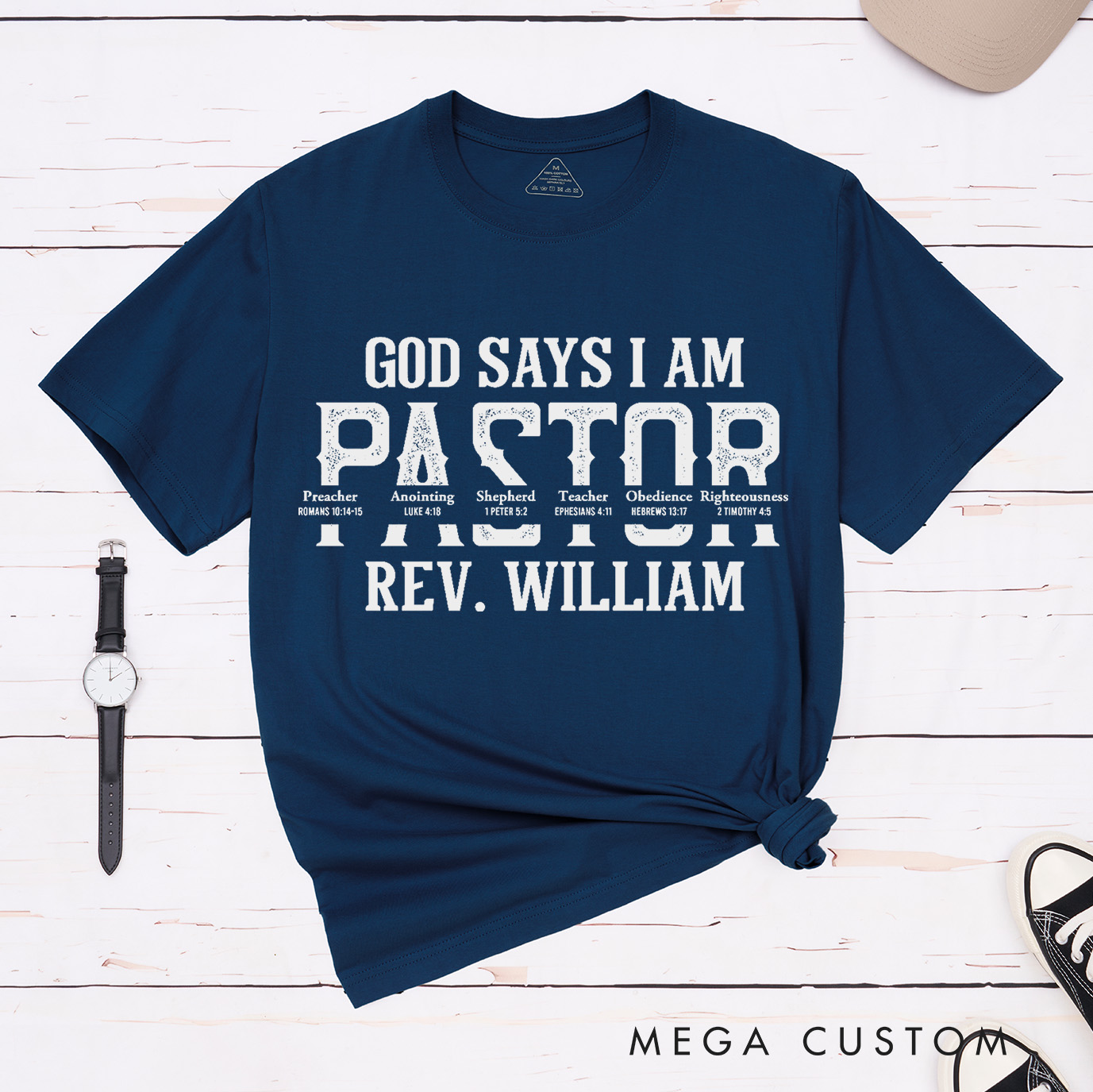 Personalized God Says i am Pastor Classic T-Shirt with Name Unisex T-Shirt Religious Gift for Pastor