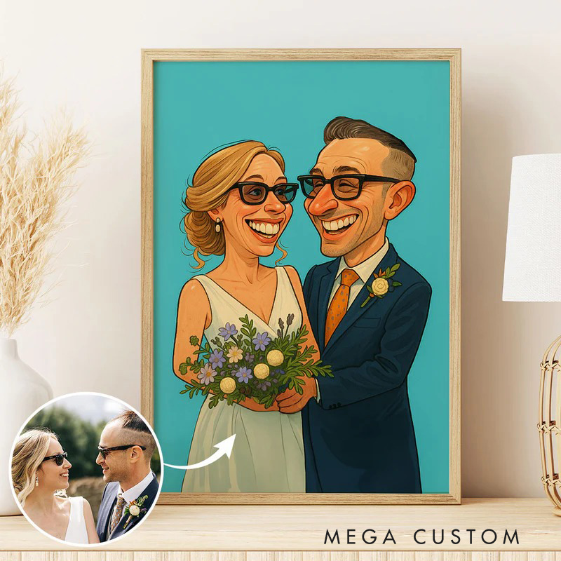 Personalized Hilarious Art Style Couple Portrait Wall Art For Couples Anniversary Poster Without Frame Custom Art Lover Gift Custom Portrait