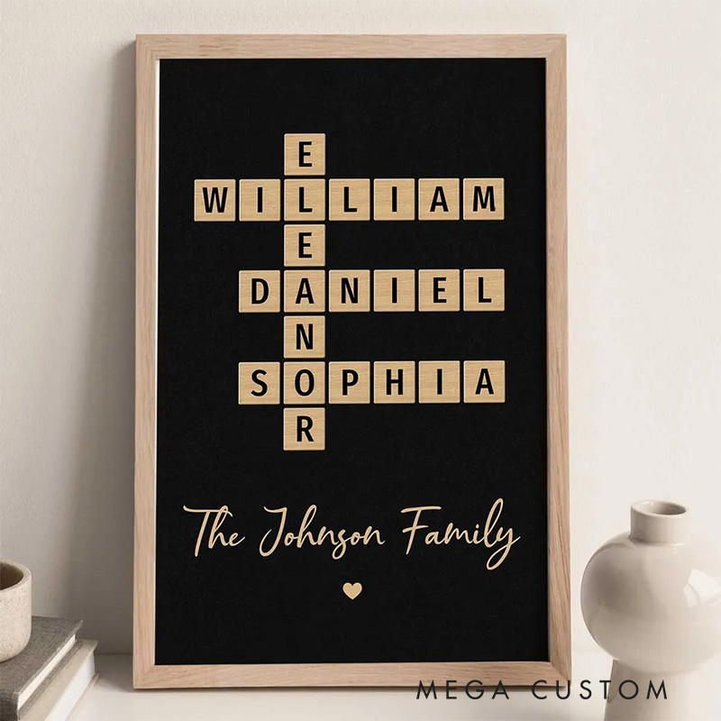 Personalized Family Crossword Art Puzzle Wall Art Poster Without Frame Custom Home Decor Art Lover Gift