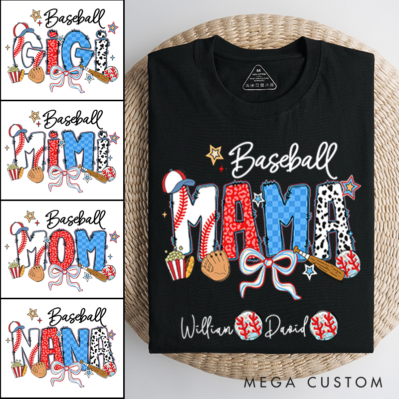 Personalized Baseball T-Shirt with Custom Name and Design for Mom Nana and More