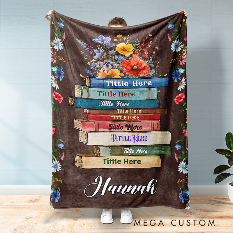 Personalized Book Name Throw Blanket Book Floral Blanket with Name Floral Blanket Gift For Book Lover Librarian Gift Birthday Gift