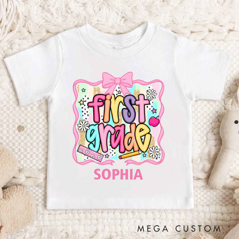 Personalized Preppy Back to School Kids Shirt Custom Name Shirt for Kids Cute Kindergarten Shirt First Day of School Shirt