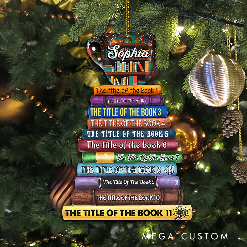 Personalized Book Tree Name Christmas Ornament Custom Bookish Ornament Book Club Ornament for Book Lover Gift Librarian Gift