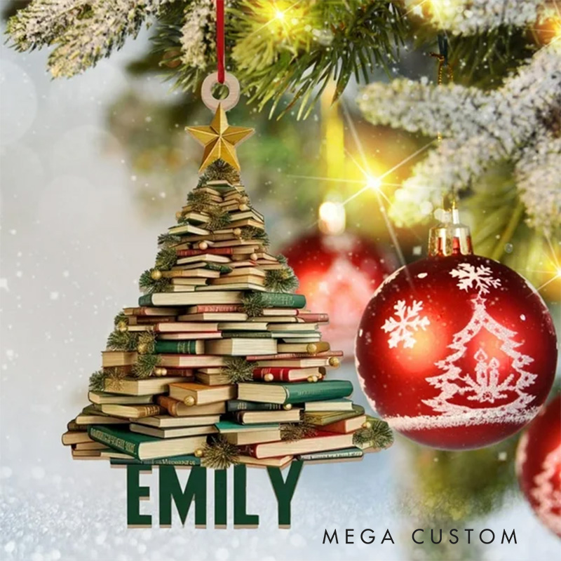 Personalized Book Name Christmas Ornament Book Club Ornament Acrylic Plane Christmas Tree Car Pendant for Book Lover Gift Librarian Gift