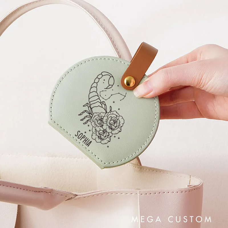 Personalized Leather Jewelry Box With Name Zodiac Signs Gifts for Women Jewelry Travel Case Jewelry Organizer Box