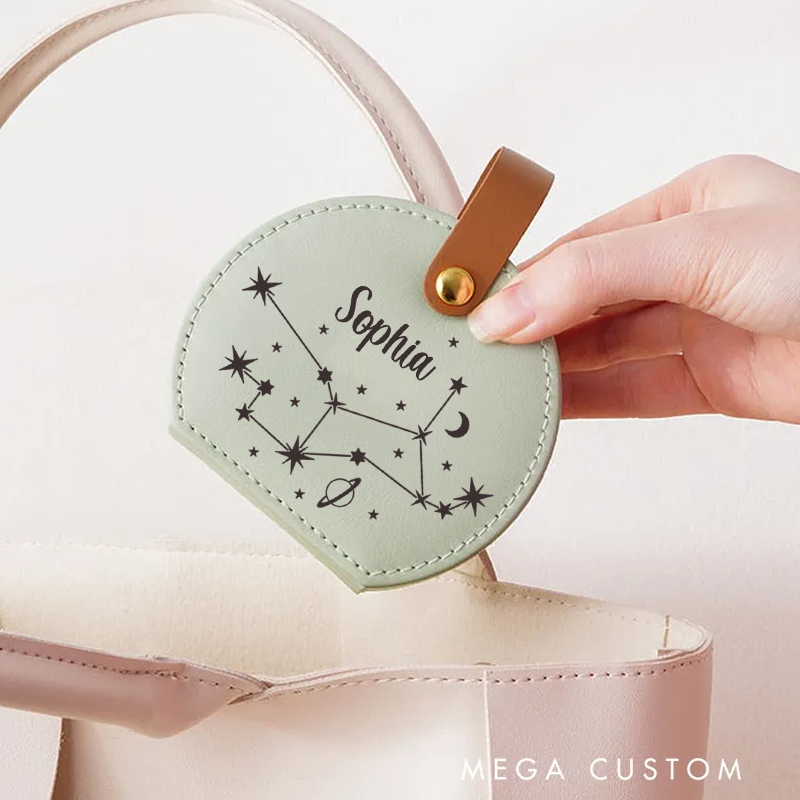 Personalized Leather Jewelry Box With Name Zodiac Signs Gifts for Women Jewelry Travel Case Jewelry Organizer Box