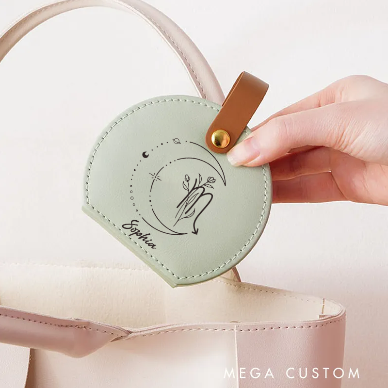 Personalized Leather Zodiac Sign Jewelry Case Zodiac Moon Gift Zodiac Leather Travel Case Gift for Her