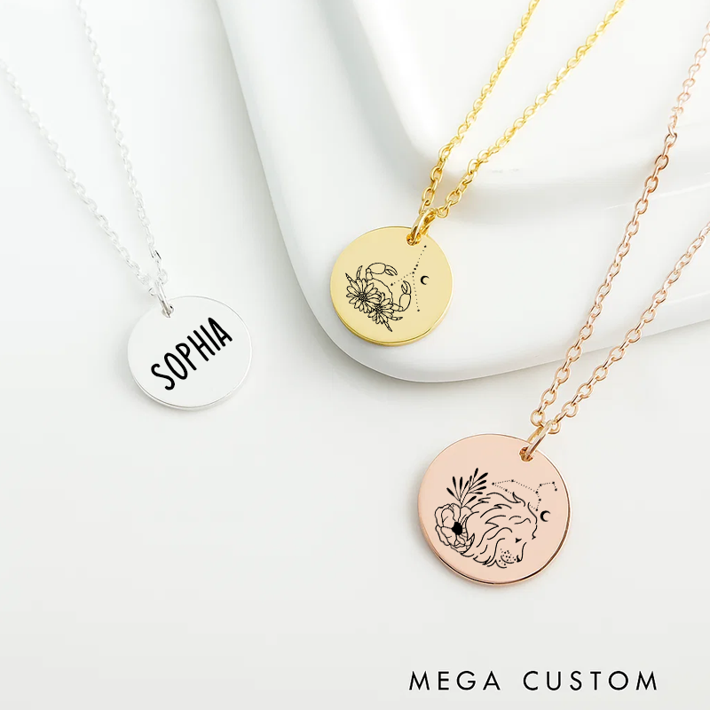 Personalized Engraved Necklace With Name Zodiac Signs Gifts for Women Birthday Gift 