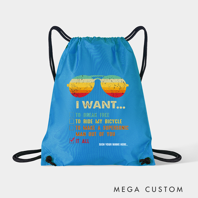 Personalized Retro Style Drawstring Bag Team Sunglasses Sports Backpack Bags for Cycling Lovers