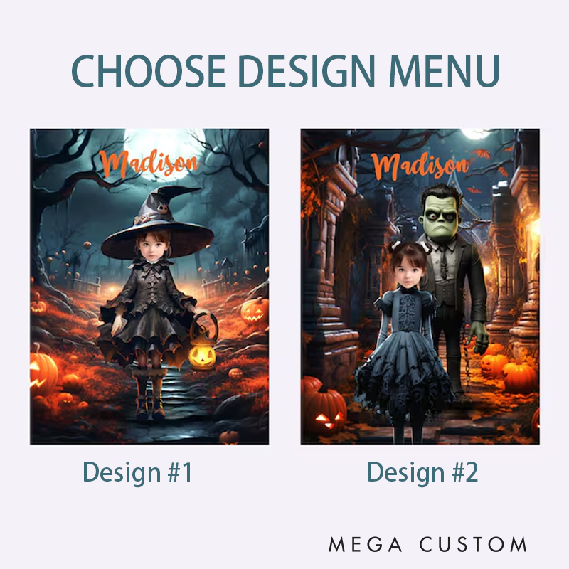 Personalized Witch Photo Blanket Custom Halloween Blanket