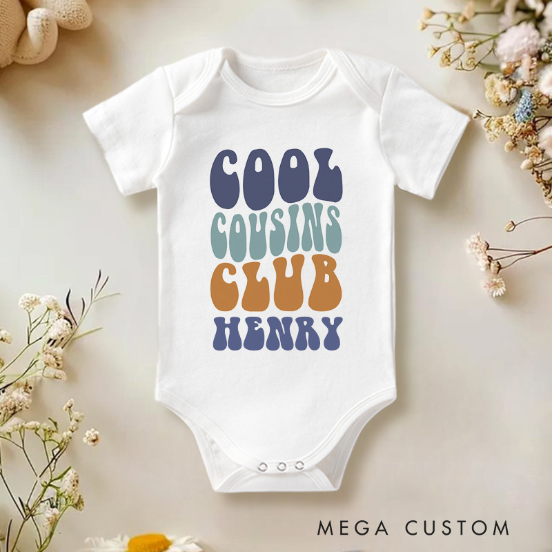 Personalized Cool Cousin Club Baby Onesie Baby Gift for New Mom Pregnancy Announcement Gift