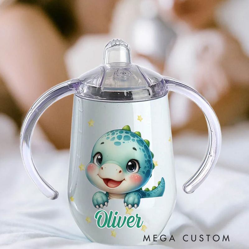 Personalized Cute Fantasy Unicorn Bear Animal 10 oz Insulated Sippy Cup with Name and Handle Baby Shower Birthday Gift for Toddler Kid