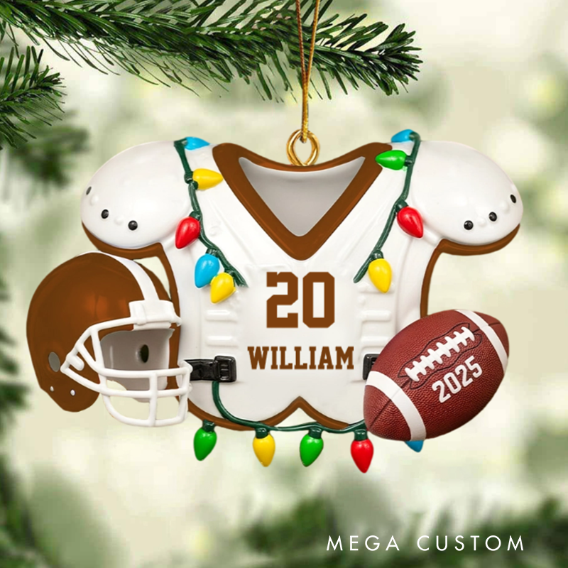Personalized American Football Ornament with Custom Name and Number